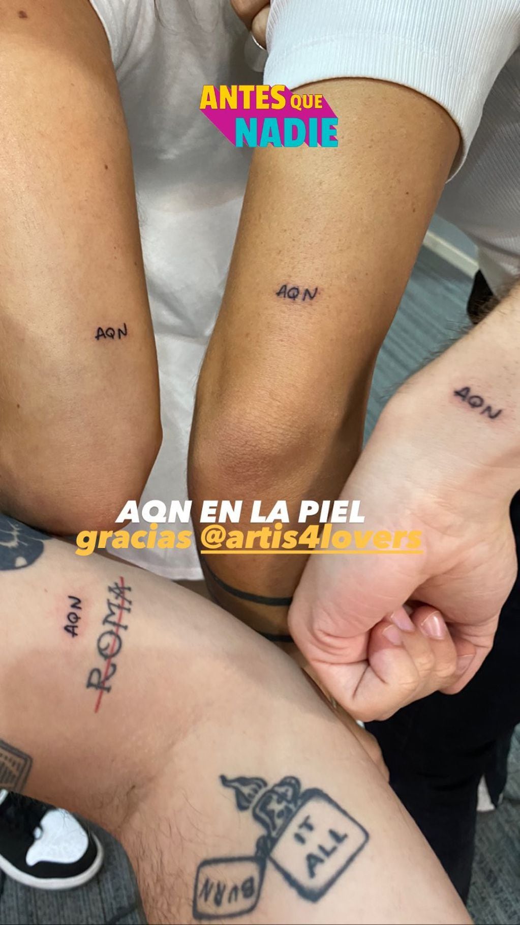 El tatuaje de Diego, Cande, Mica y Gaspar.