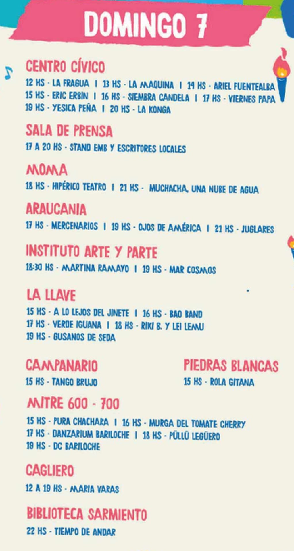 Cronograma de actividades para la Fiesta Nacional de la Nieve 2022, en Bariloche.