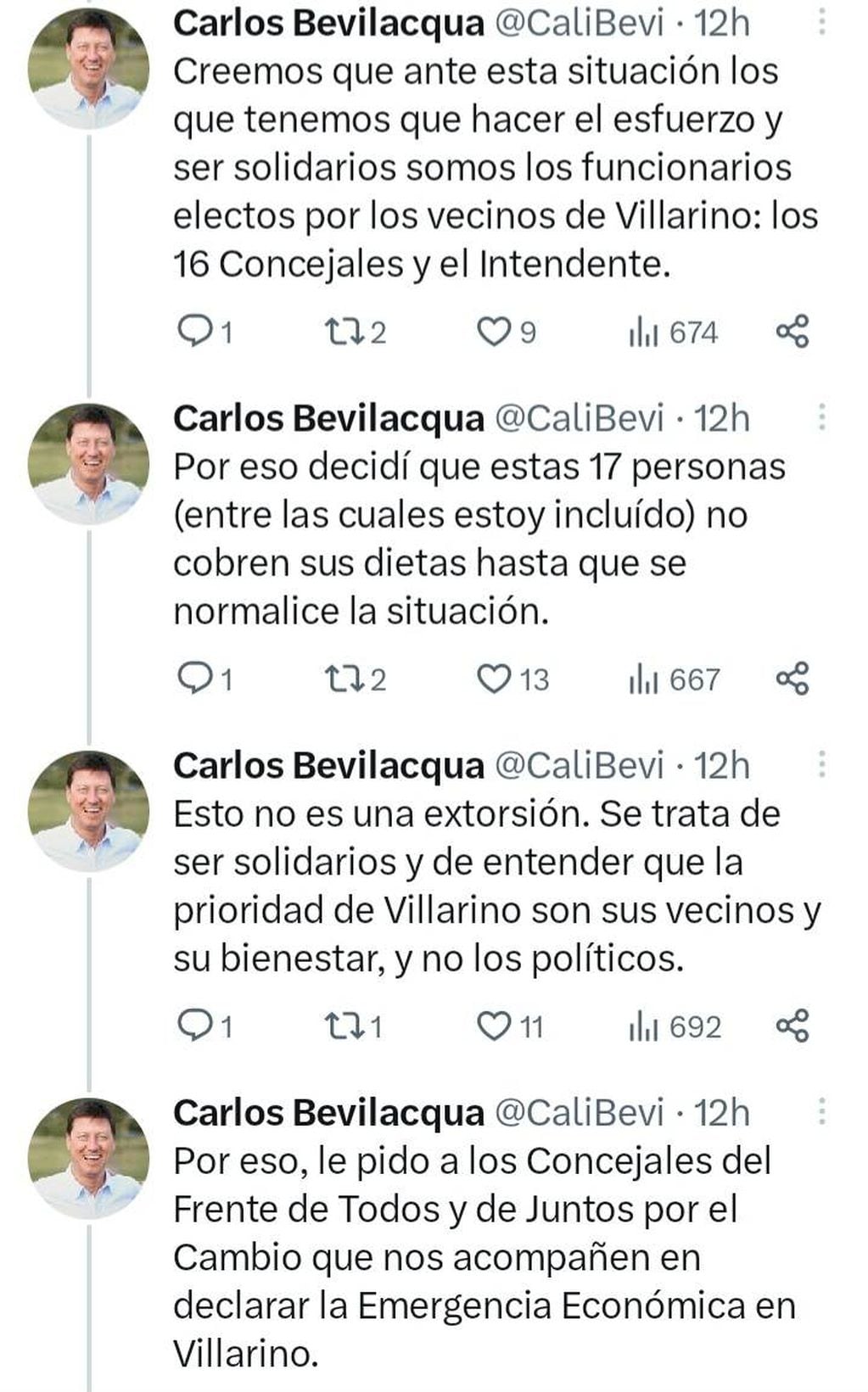 Intendente de Villarino, Carlos Bevilacqua