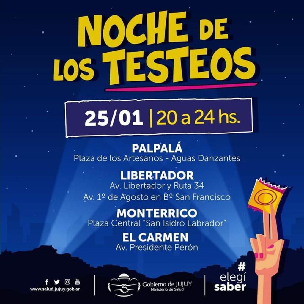 Pieza gráfica que promociona la "Noche de los Testeos" a realizarse en Jujuy este sábado.
