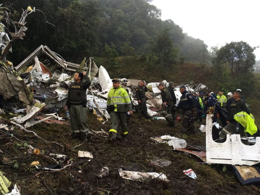 El avión estrellado en el que viajaba el plantel del Chapecoense.