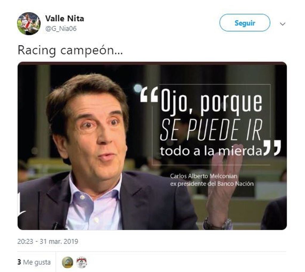 Los mejores memes de Racing campeón de la Superliga (Foto: Twitter)