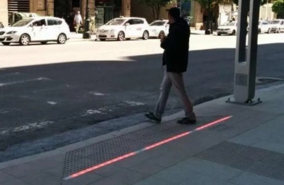 Semáforos de piso para peatones en Rosario