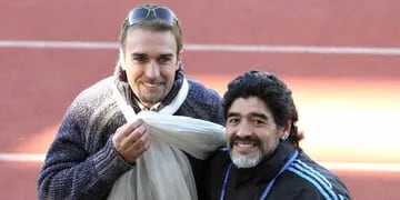 Gabriel Batistuta y Diego Maradona
