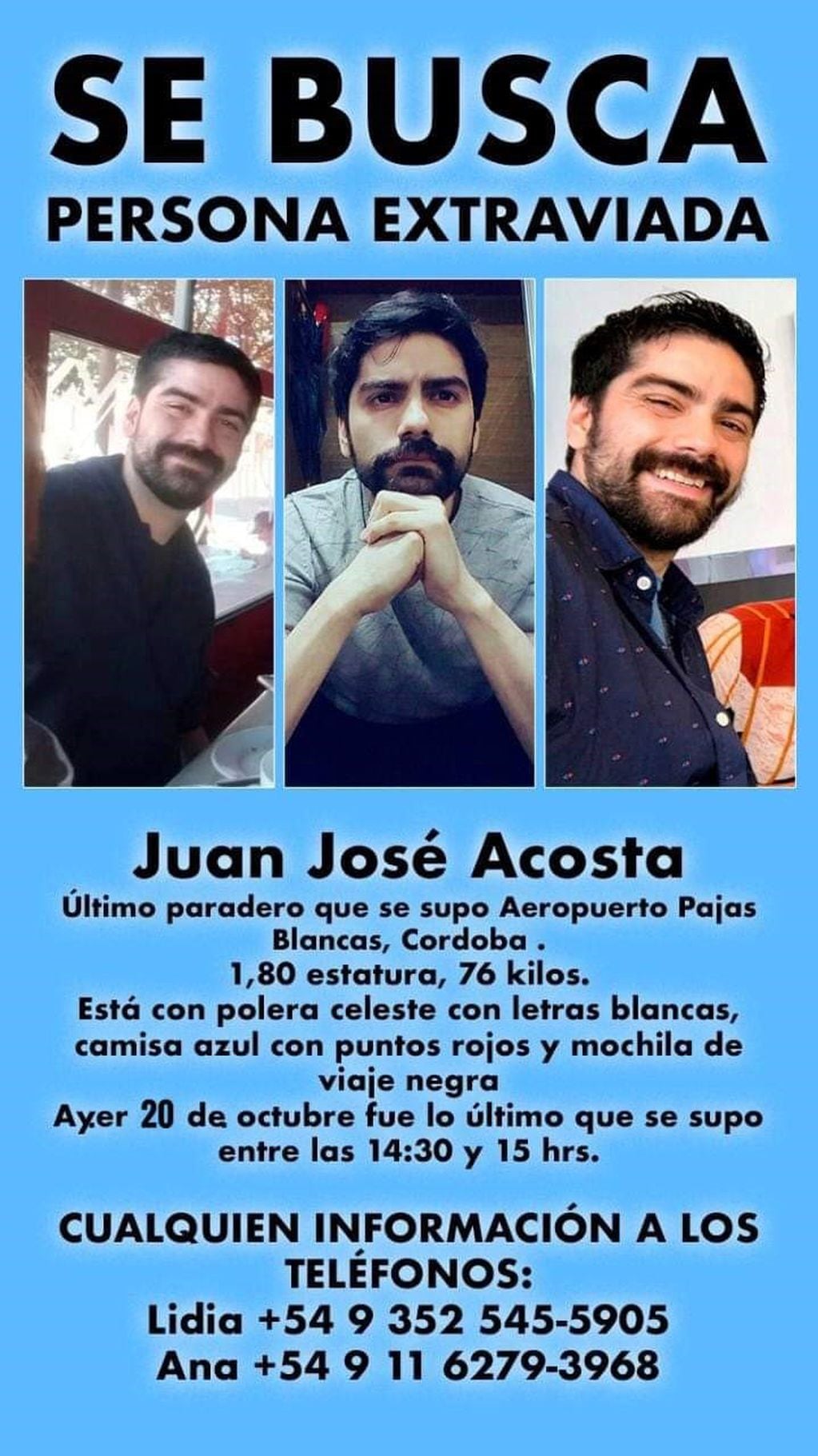 Juan José Acosta desaparecido (Redes Sociales)