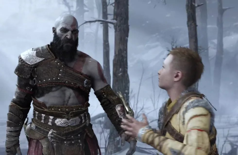 Kratos y su hijo Atreus en el videojuego God of War de Playstation 5. (Captura de TV)