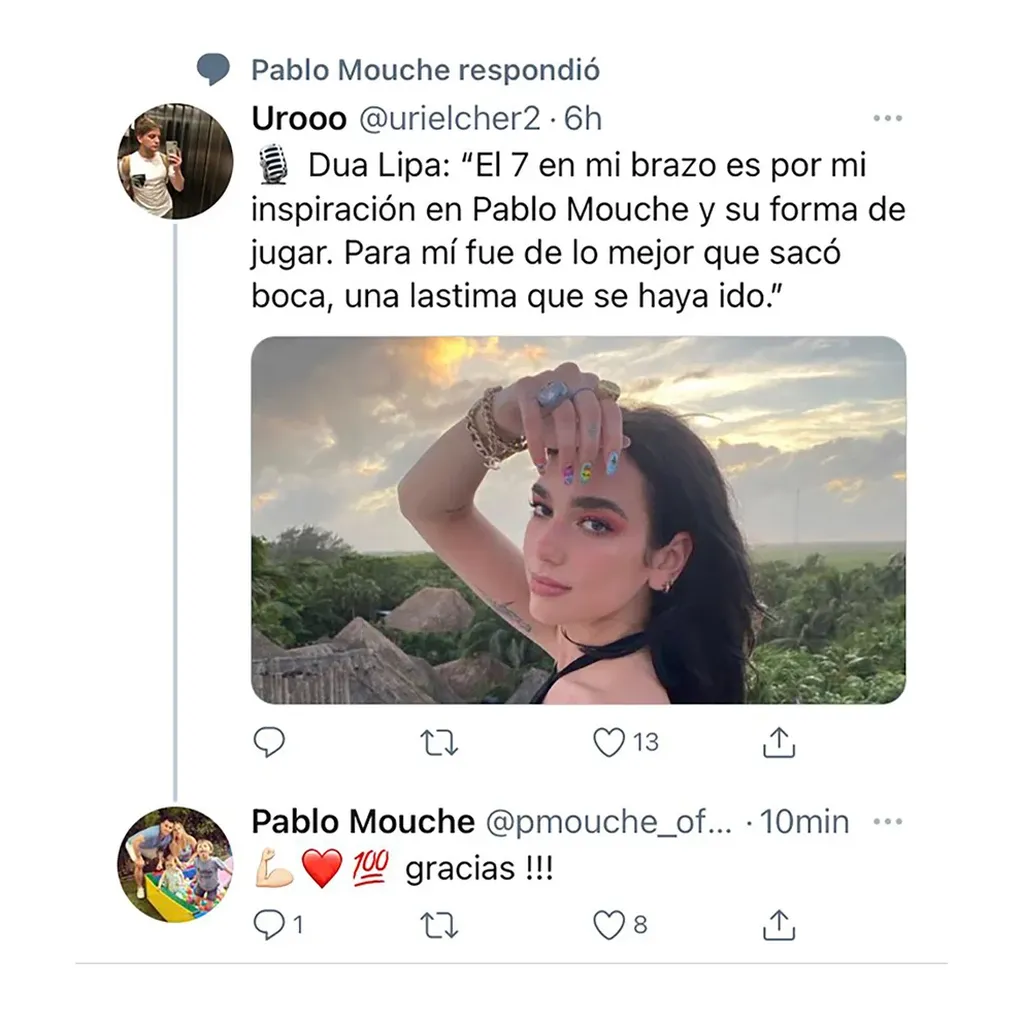 Mouche y Dua Lipa, el cruce twittero menos esperado
