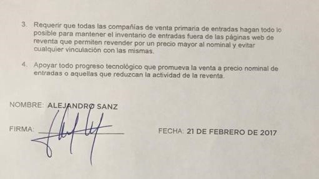La carta de Sanz