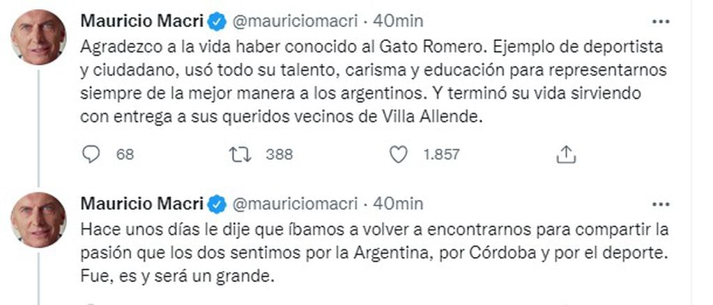 La despedida de Mauricio Macri a su amigo el Gato Romero.