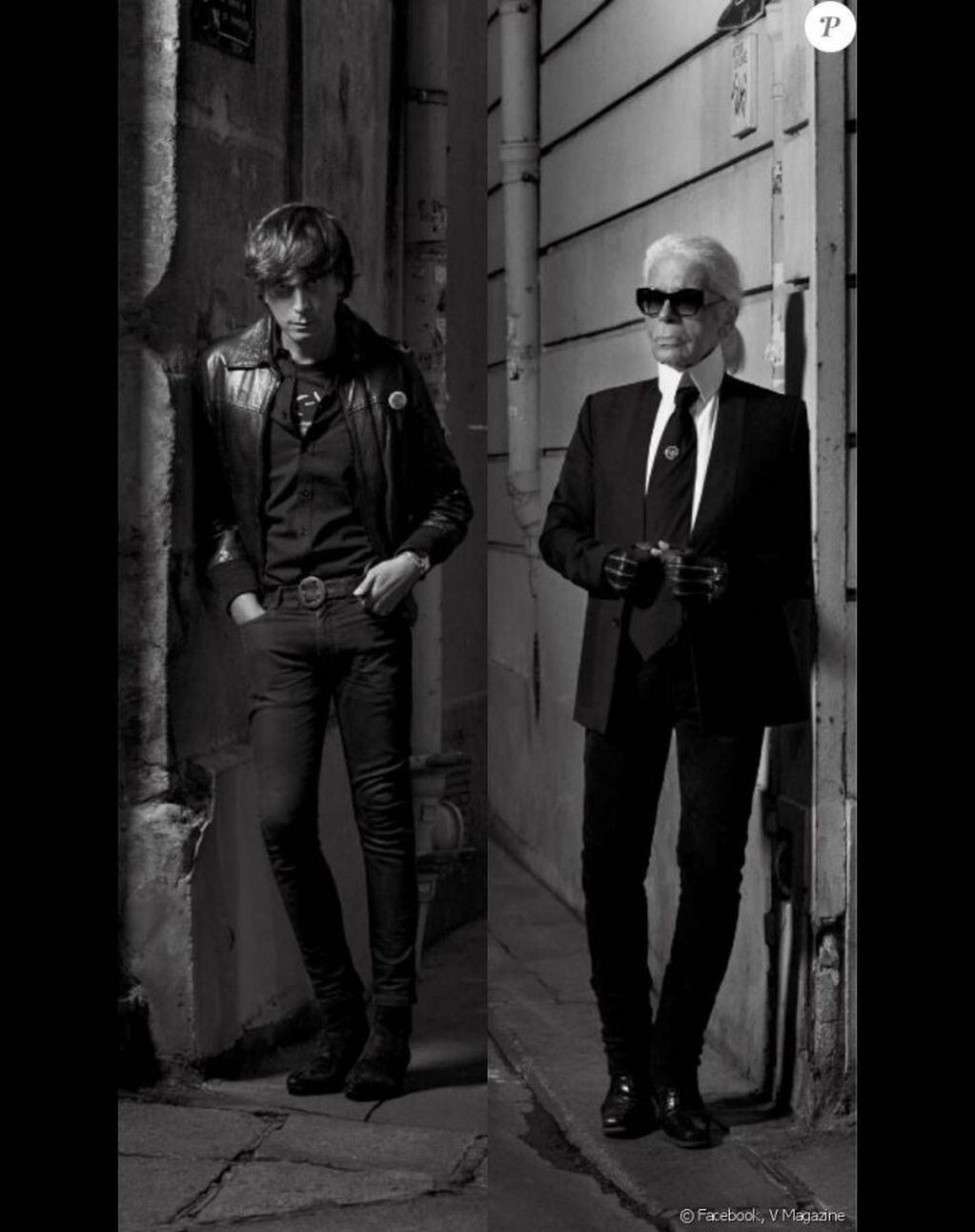 Karl Lagerfeld y Hedi Slimane