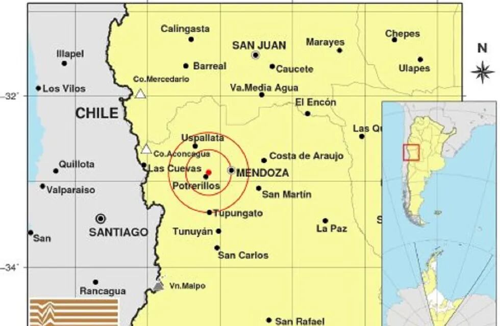 El sismo tuvo epicentro en Poterillos según los datos del Inpres.