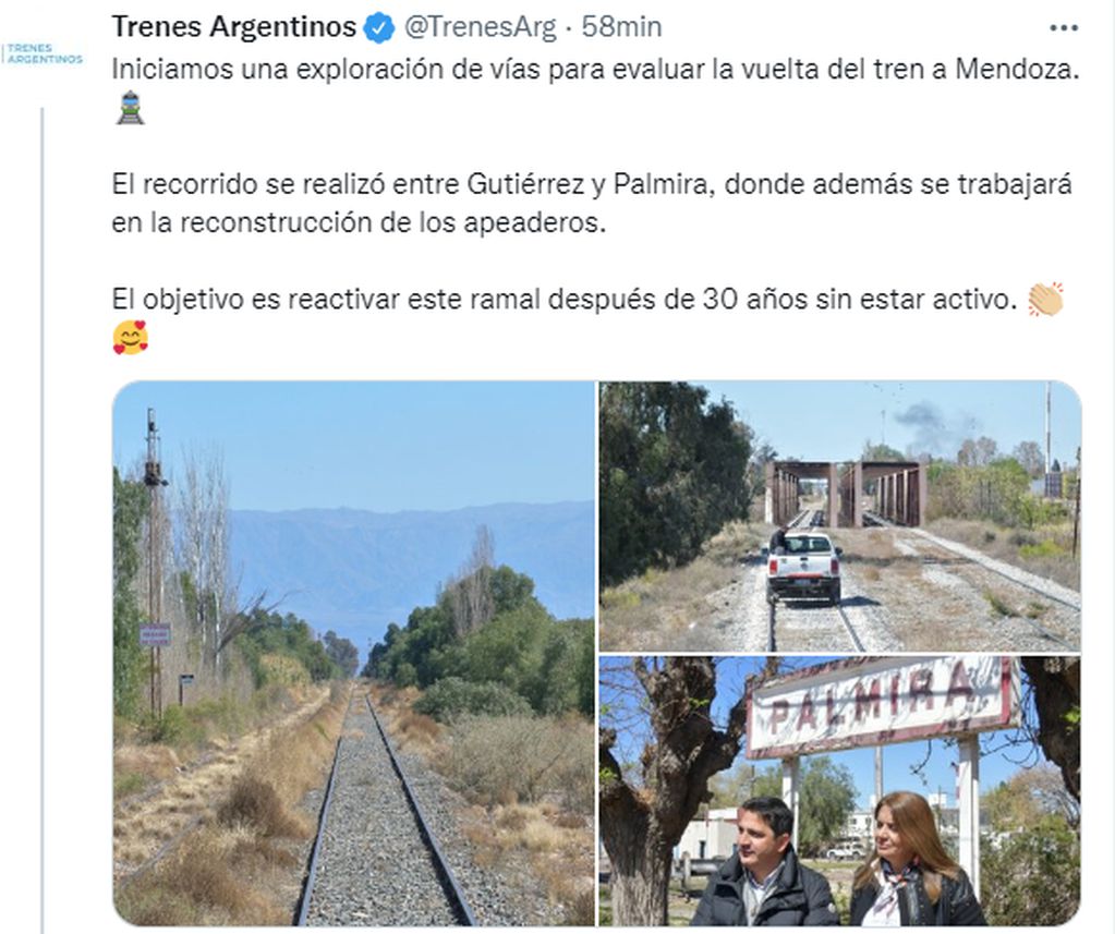 Reactivarán las vías entre Mendoza y Buenos Aires, donde el ten no funciona desde hace 30 años.