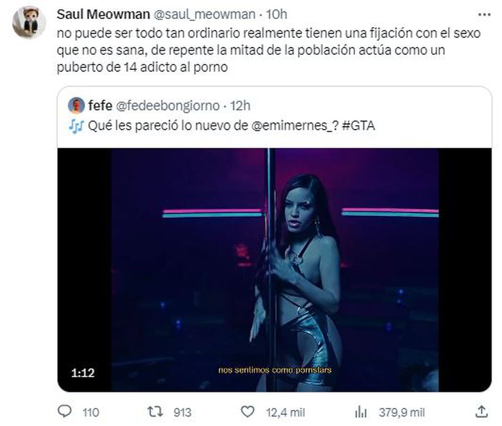 Emilia Mernes estrenó el videoclip de “GTA.mp3″ y desató la polémica en las redes