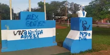 Vandalismo en la Plaza Manuel Belgrano de Puerto Iguazú