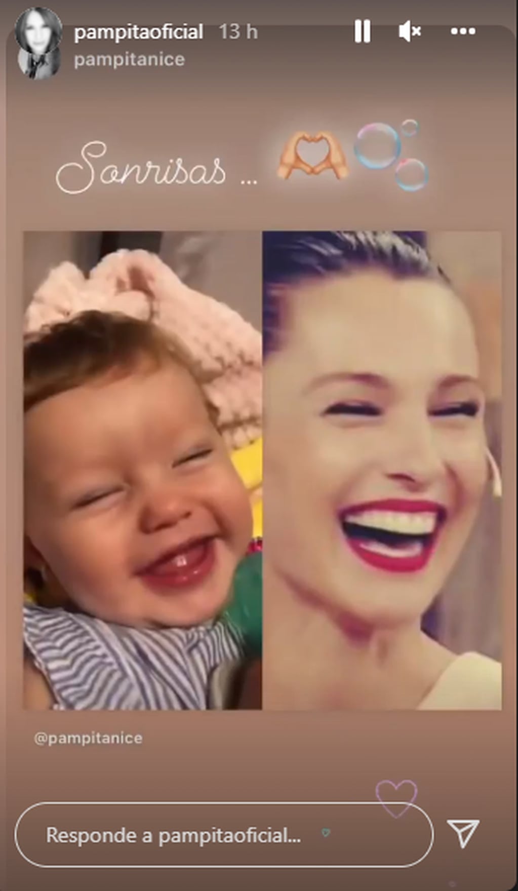 Pampita y la imagen en la que comparó a su beba con ella.
