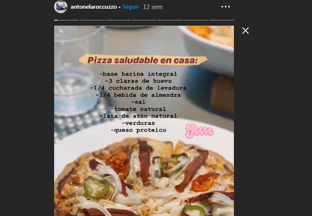 Pizza saludable, según Antonela Roccuzzo