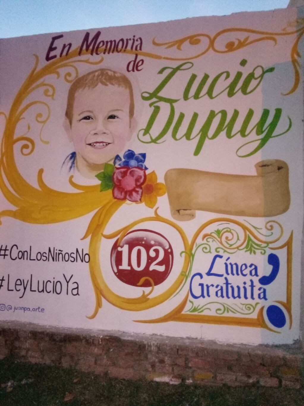 El mural en memoria de Lucio Dupuy, ubicado en barrio Don Bosco.