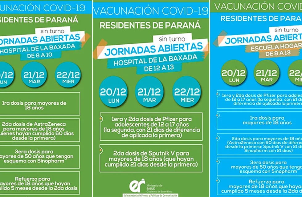 Jornadas múltiples de vacunación en Paraná.