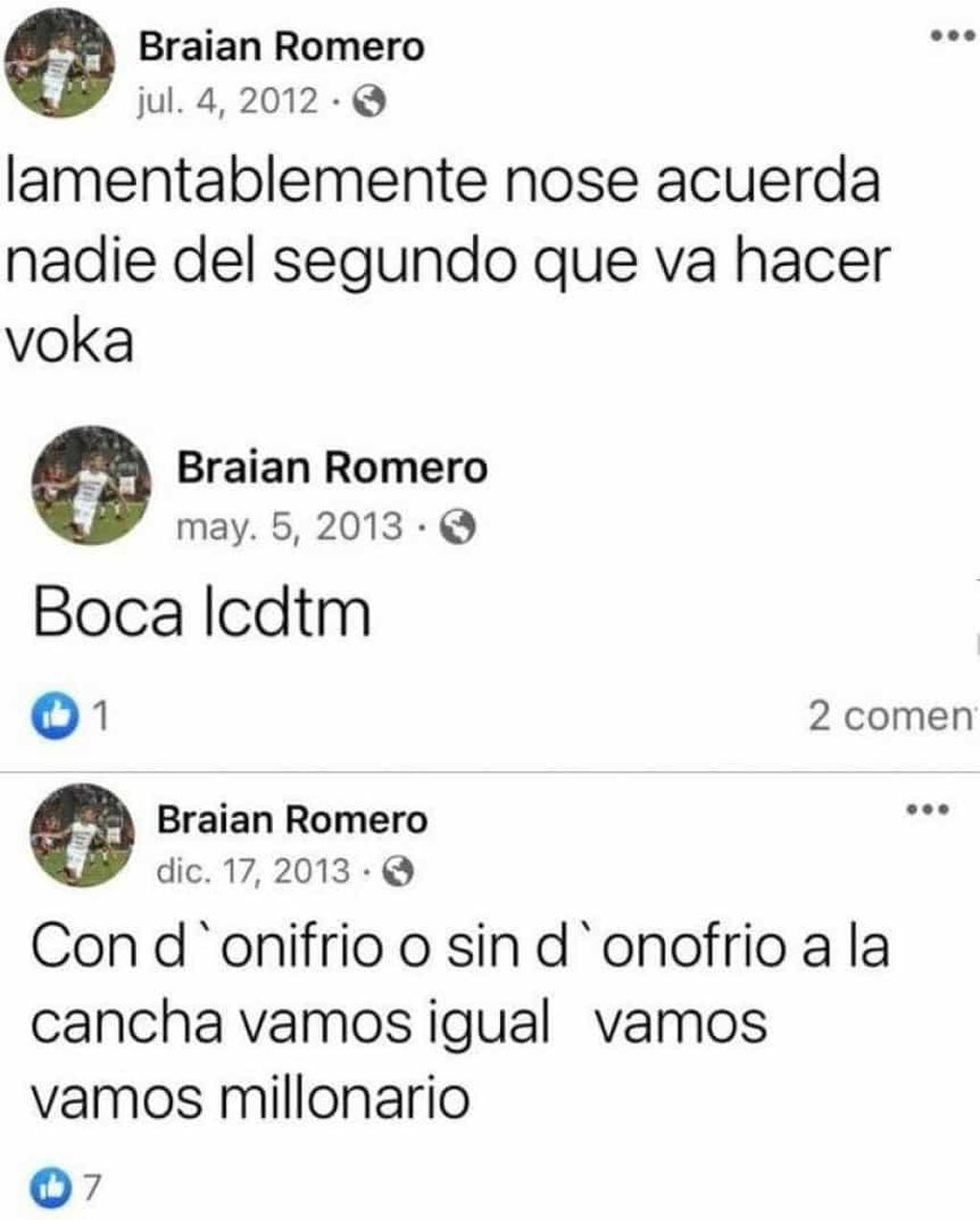 Braian Romero cautivó a los hinchas de River con publicaciones viejas de Facebook.