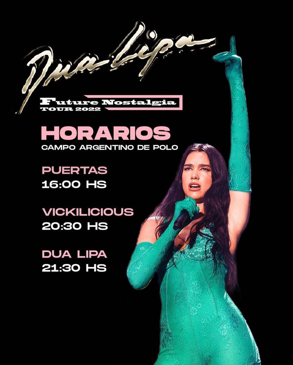 Los horarios del concierto de Dua Lipa en Buenos AiresIn