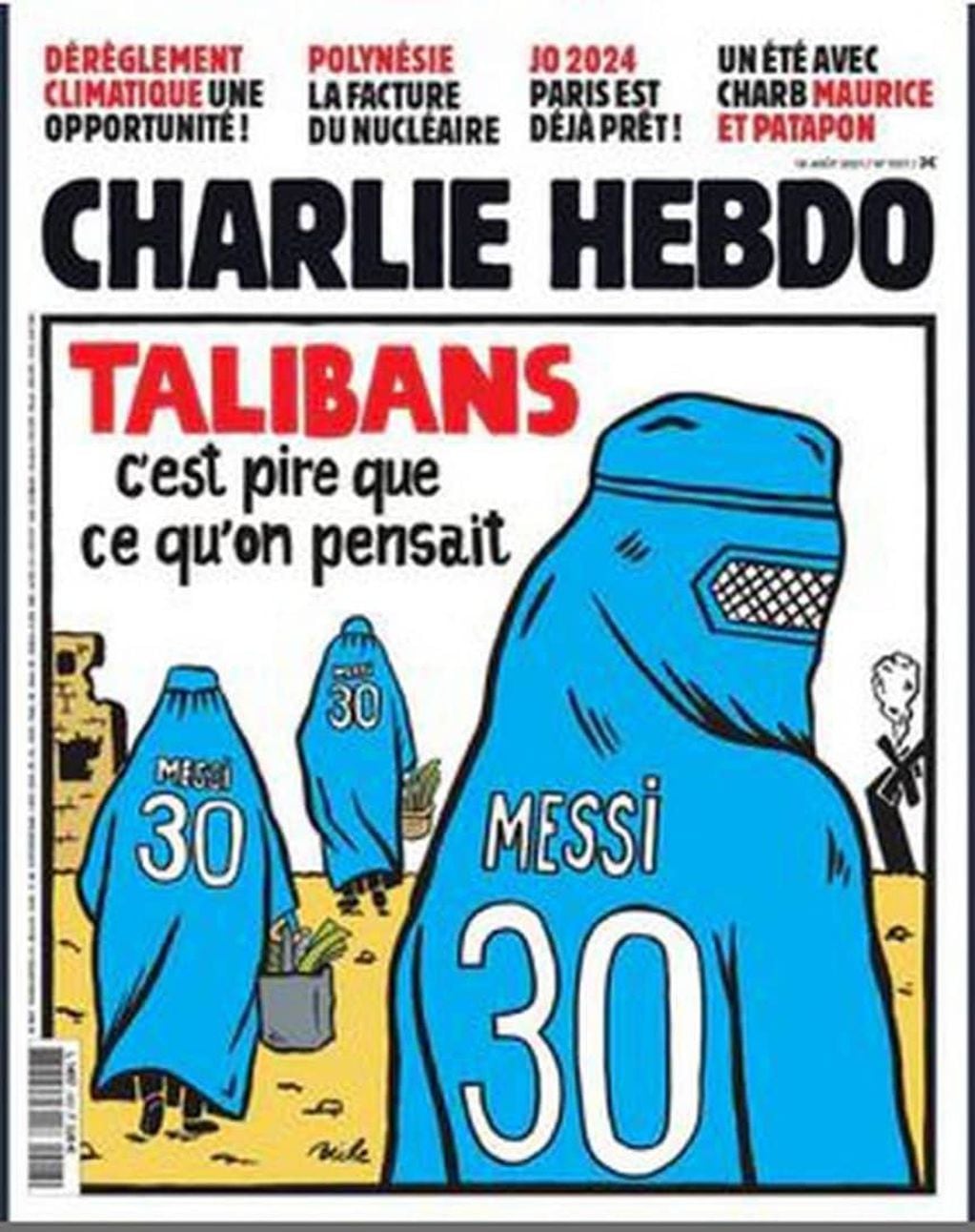 La polémica tapa de Charlie Hebdo, con Lionel Messi como protagonista.