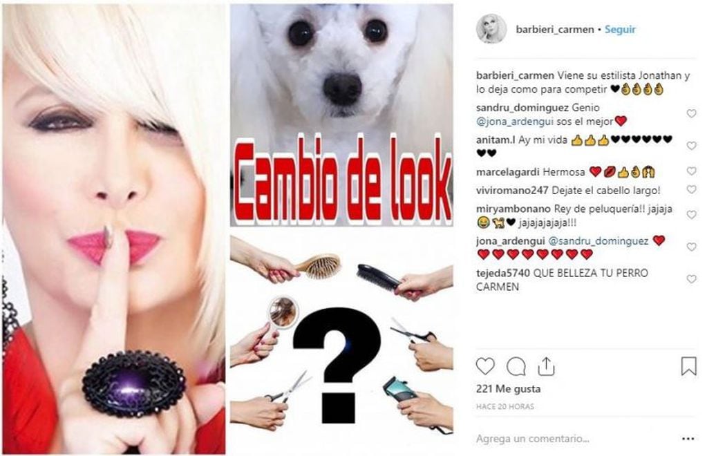 Culpan a Carmen Barbieri de haber ejercido violencia animal con su mascota