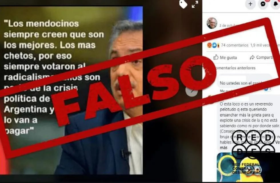 Es falso que Alberto Fernández trató de chetos a los mendocinos y los amenazó con hacerles pagar la crisis política. (RedDES)