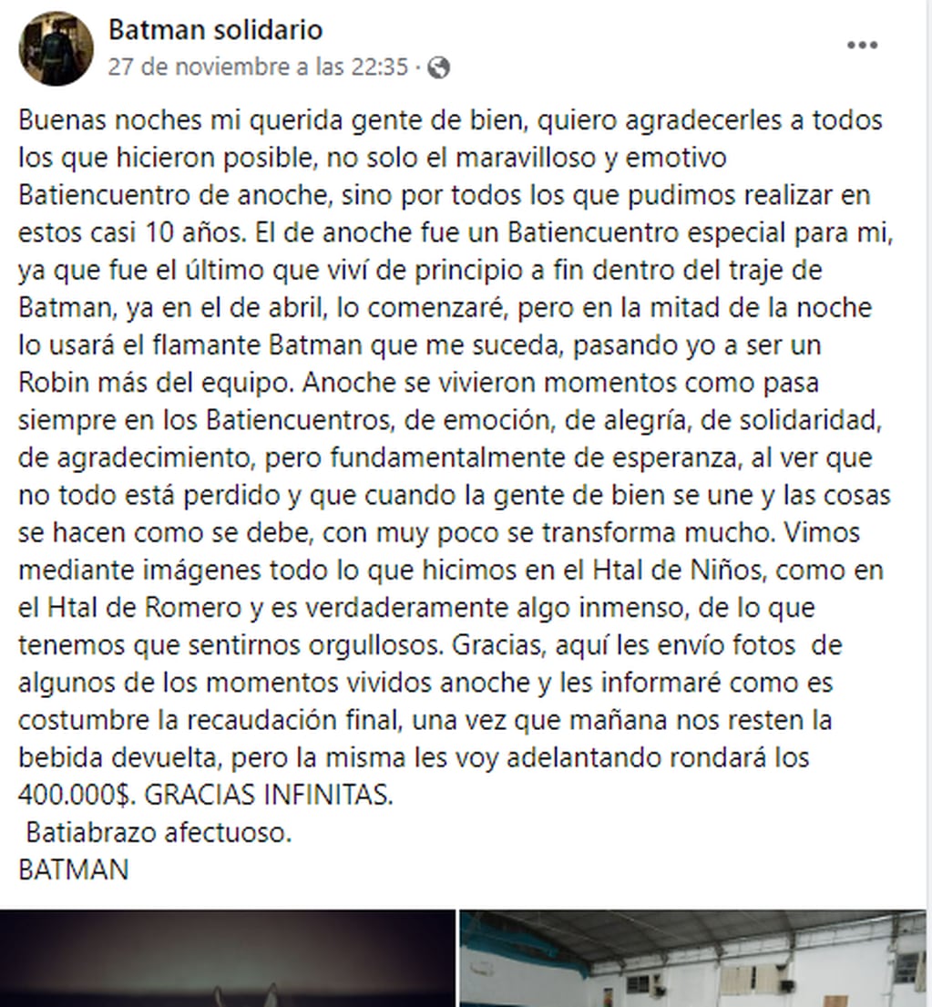 La despedida del Batman Solidario de La Plata.