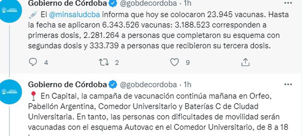 La campaña de vacunación sigue en marcha contra el COVID en Córdoba.