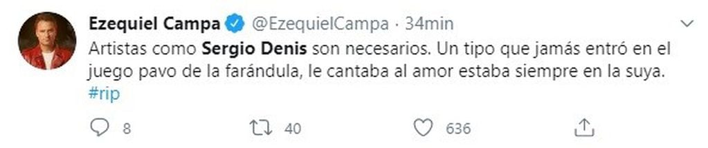 Los mensajes de despedida a Sergio Denis (Twitter)