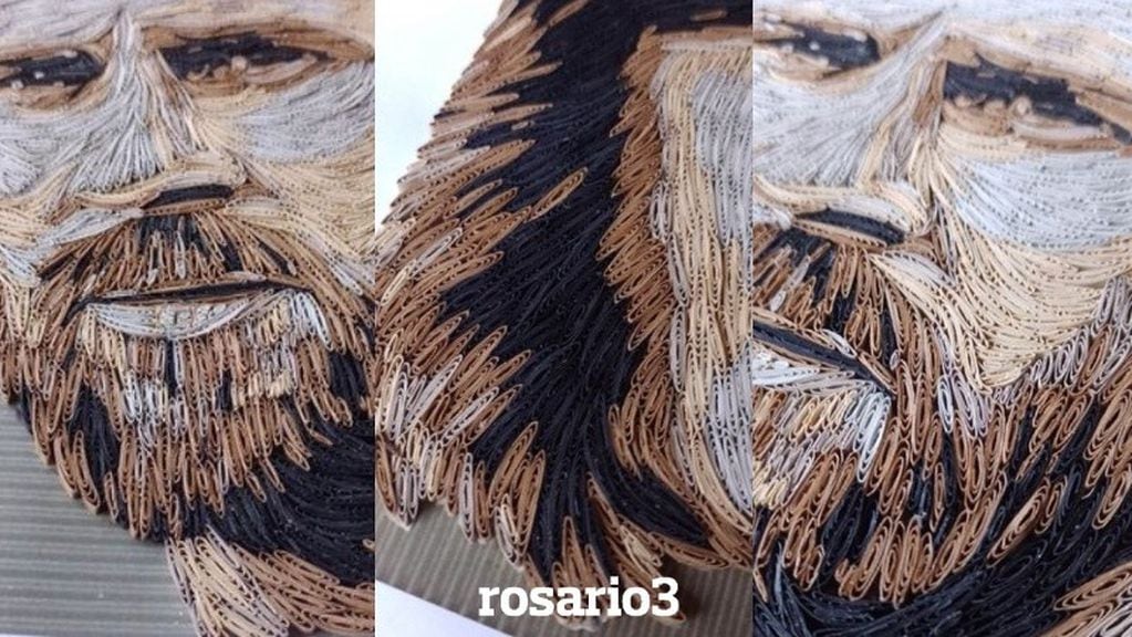 Los detalles del retrato que hizo una riojana para Lionel Messi.
