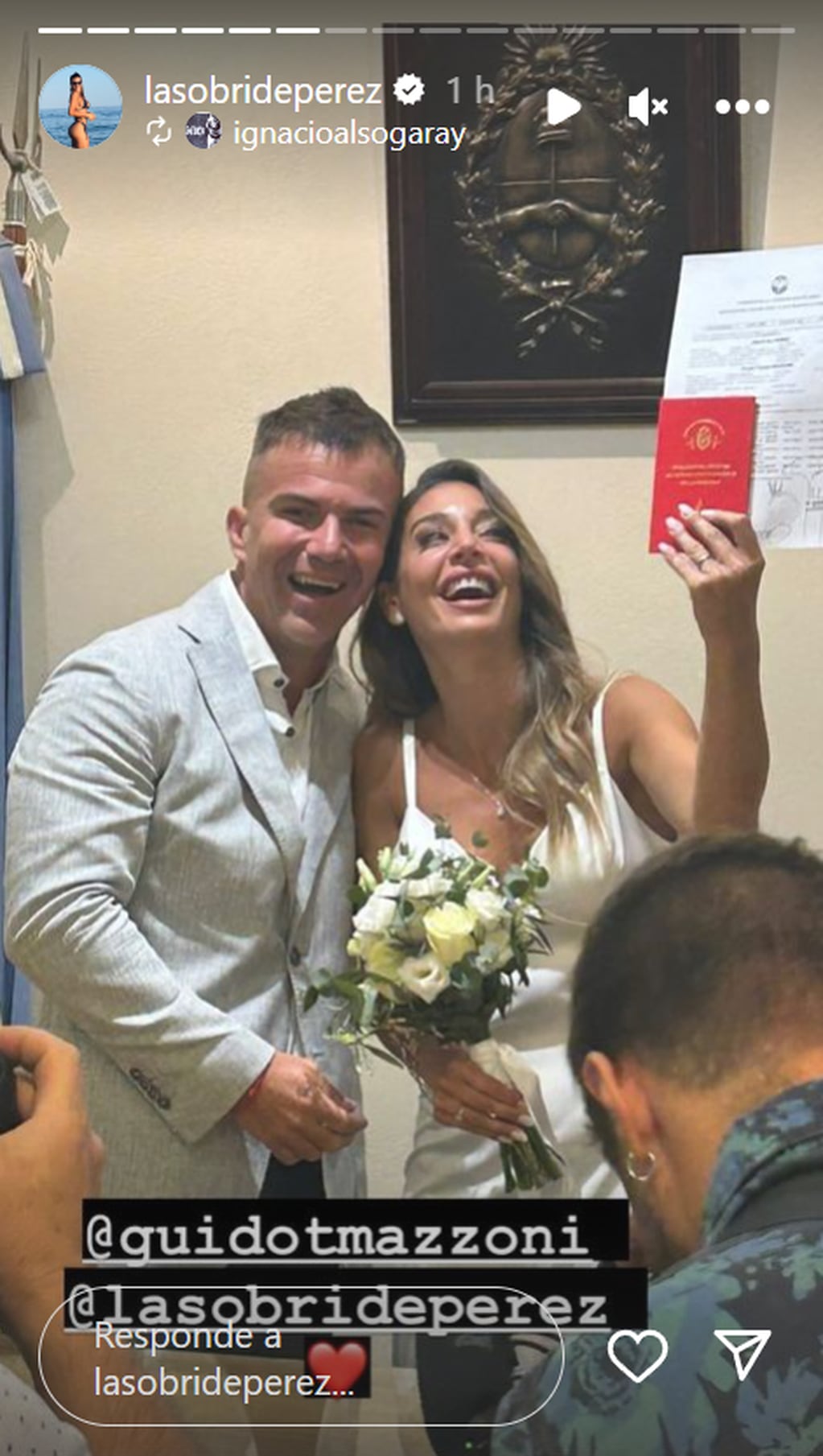 Sol Pérez y Guido Mazzoni se casaron por civil. (Instagram Sol Pérez)