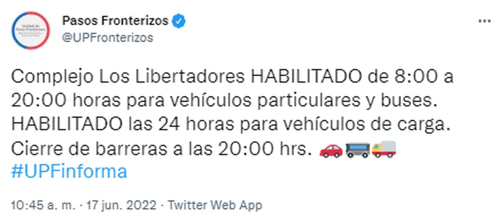 Estado del Complejo Los Libertadores.
