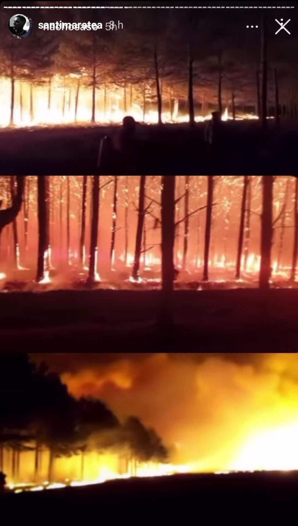 Santi Maratea compartió imágenes de los incendios en Corrientes.