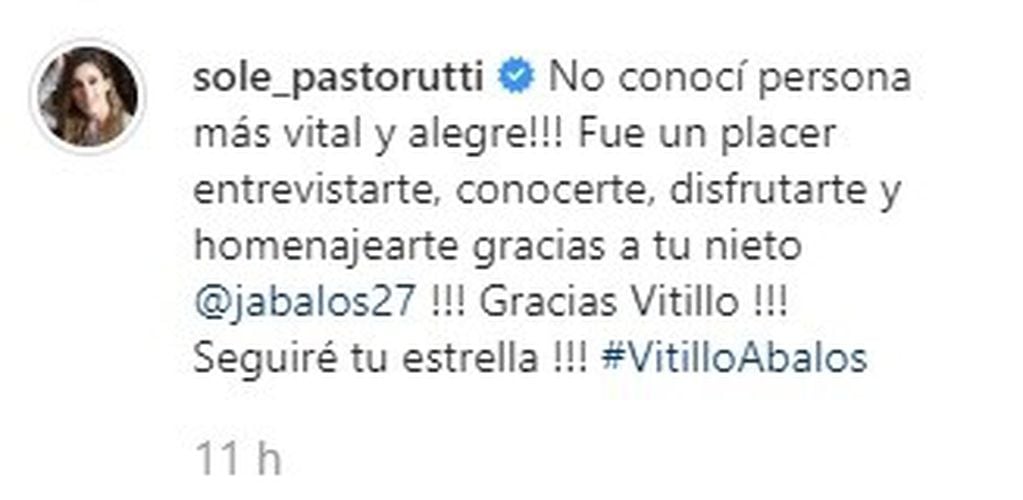 Soledad Pastorutti y un mensaje a Vitillo Ábalos. (Instagram)