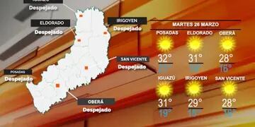 Tiempo bueno y cálido para este martes en Misiones