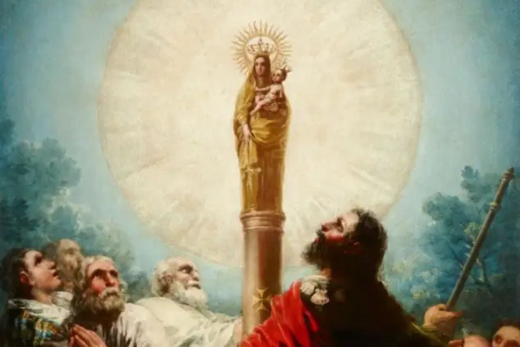 Pintura "El apóstol Santiago y sus discípulos adorando la Virgen del Pilar" de Francisco de Goya. (Crédito: Dominio público).