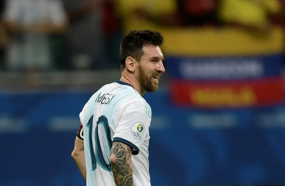 Argentina's Lionel Messi is pictured during the Copa America football tournament group match against Colombia at the Fonte Nova Arena in Salvador, Brazil, on June 15, 2019. (Photo by Juan MABROMATA / AFP)