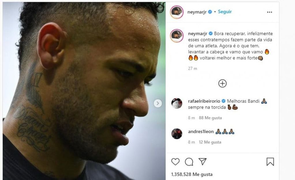 El mensaje de Neymar tras su dura lesión con PSG.
