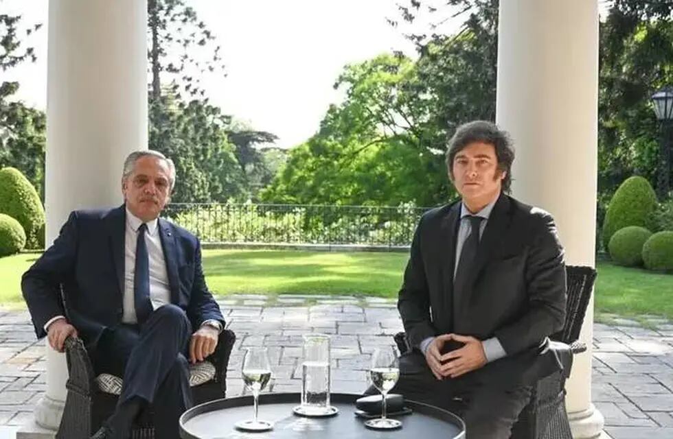El primer encuentro entre Alberto Fernández y Javier Milei (Gentileza Infobae).