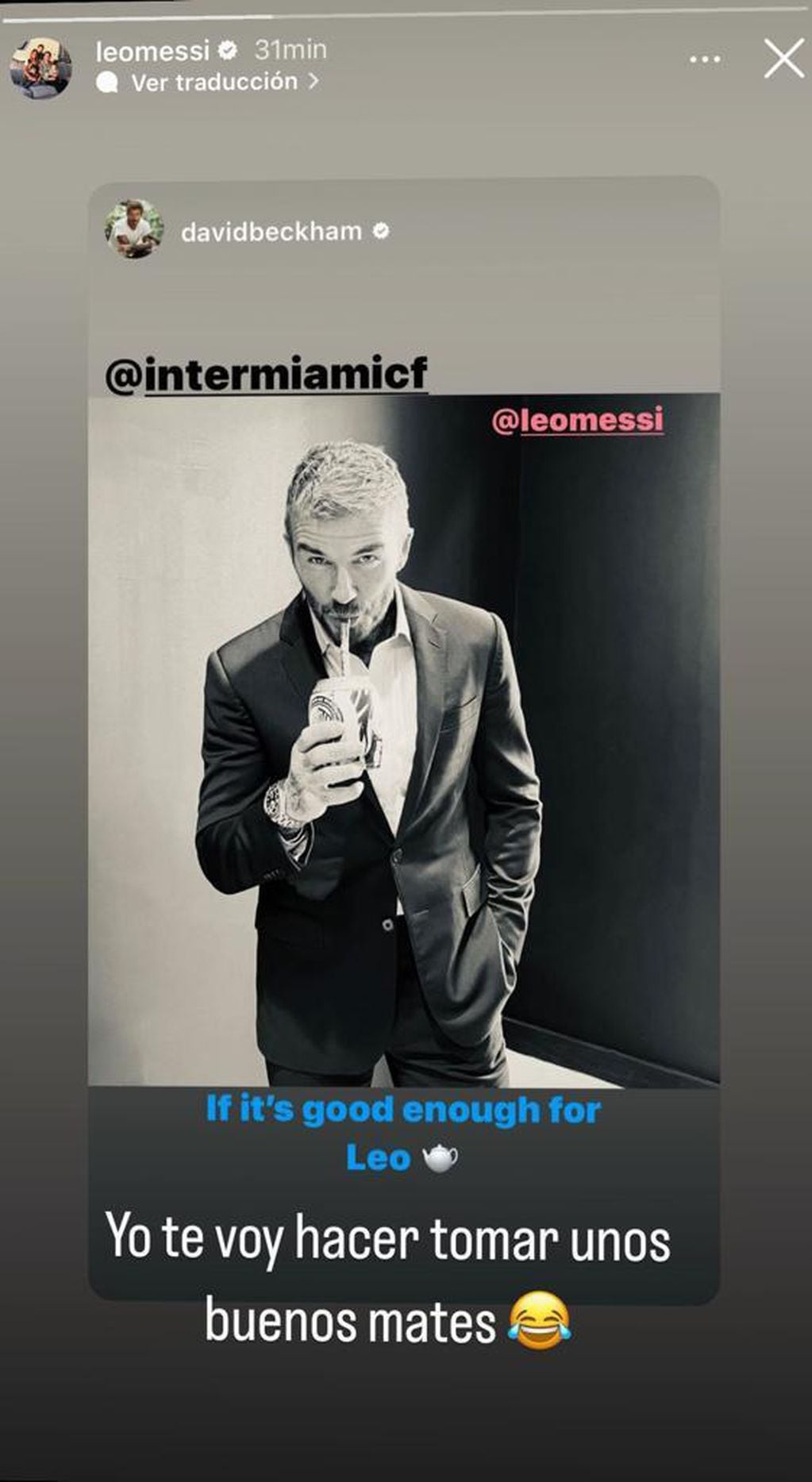 El divertido cruce de Messi y Beckham en Instagram