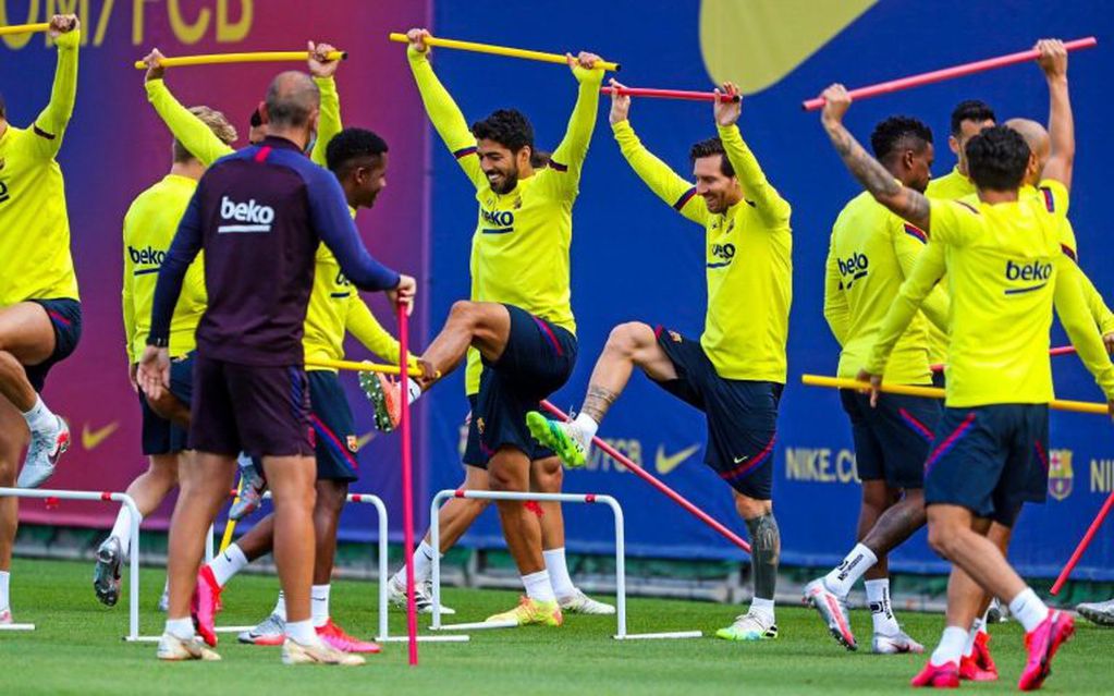 Lionel Messi en el entrenamiento de Barcelona. (crédito: Barcelona)