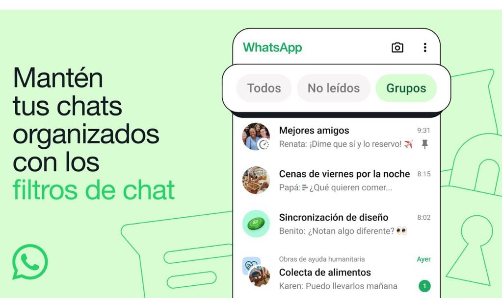 WhatsApp introdujo la nueva función de filtros de chat.