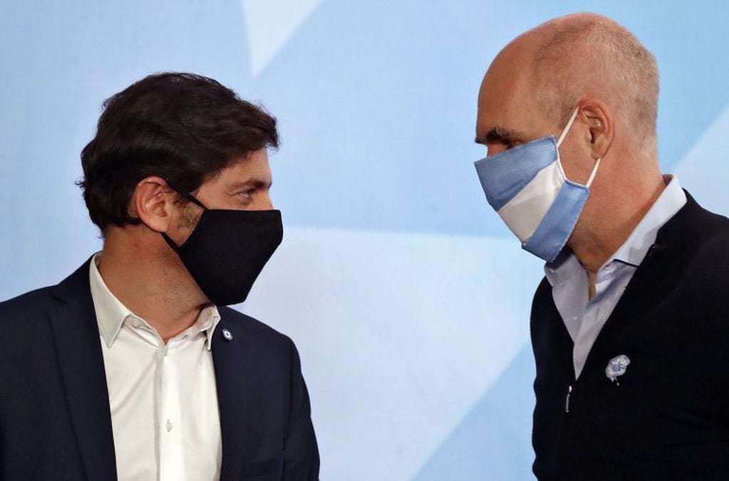 Axel Kicillof y Horacio Rodríguez Larreta. (AFP)