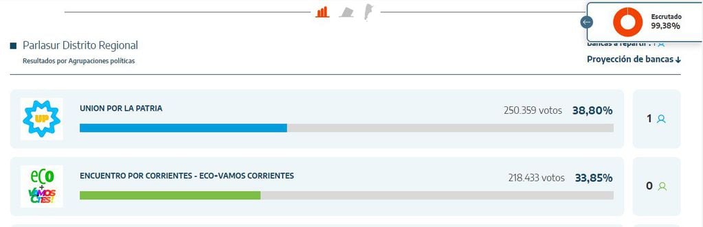 Resultado elecciones Corrientes: Unión por la Patria se queda con la banca en el Parlasur.