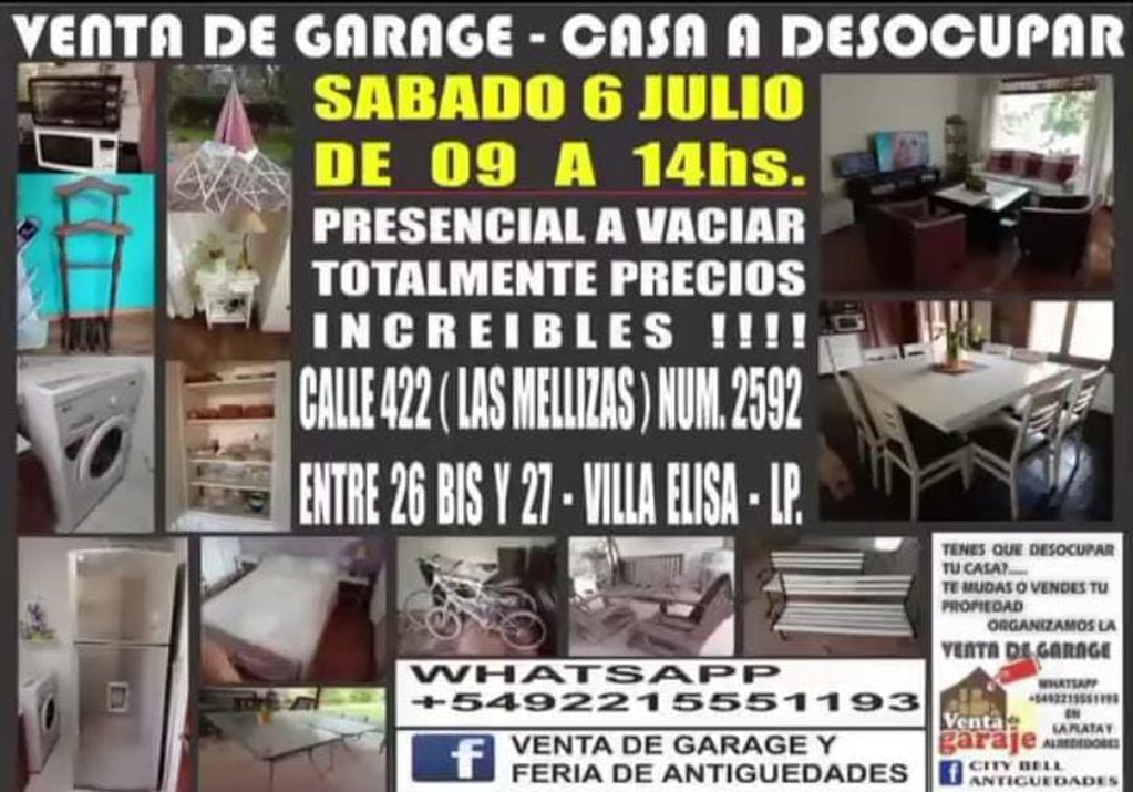 Será una venta de garage en La Plata.