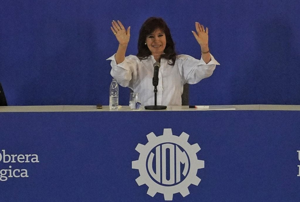 Cristina Kirchner durante el acto de la UOM. Foto: Clarín.