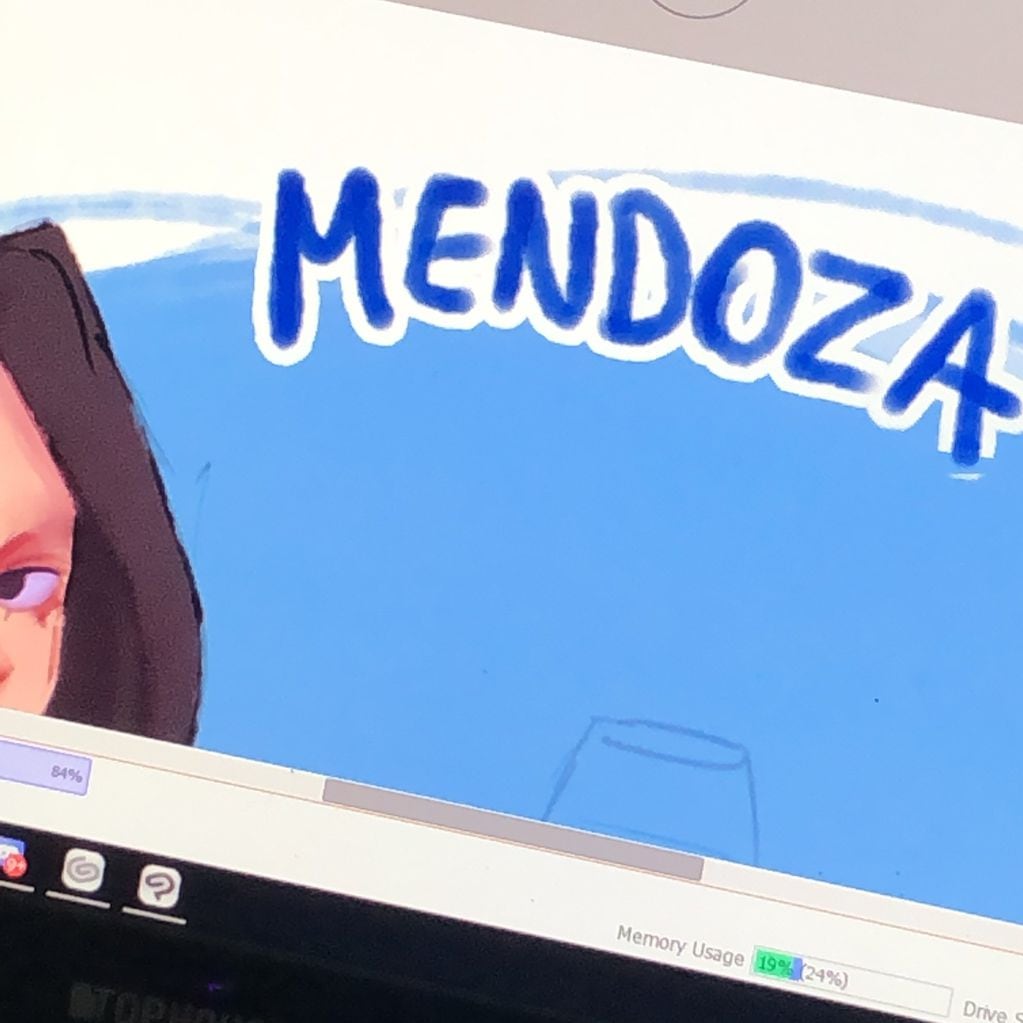 El dibujo de Mendoza en proceso. 
