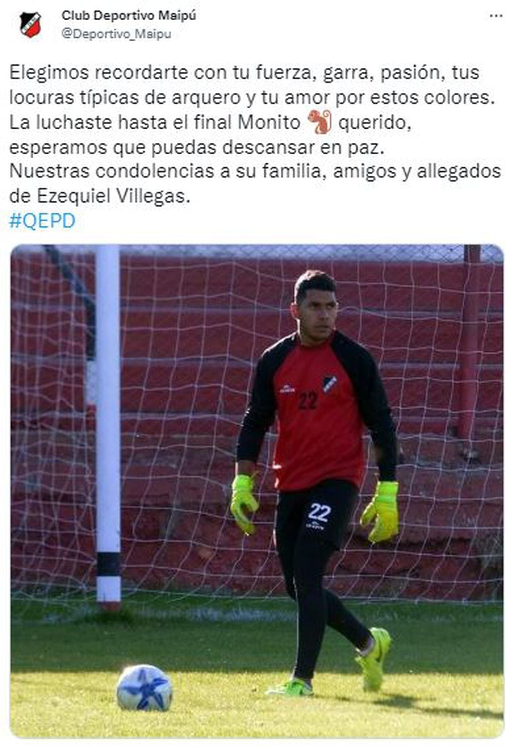 El mensaje de Deportivo Maipú para despedir a Villegas.