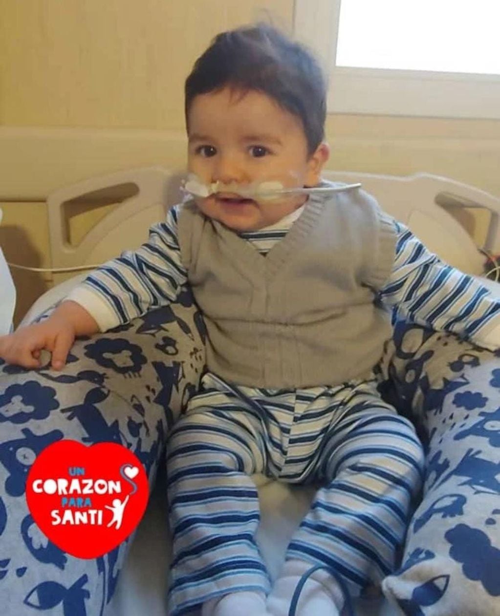 Santiago Luna Díaz, el nene sanjuanino que necesita un trasplante de corazón y vive en el Hospital Italiano de Buenos Aires desde hace más de un año.